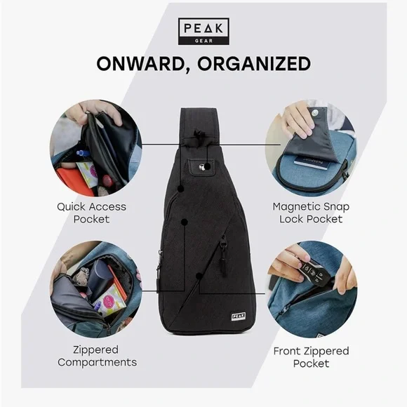Peak Gear Sling Bag / Women or Men Travel Bag - Picture 3 of 5